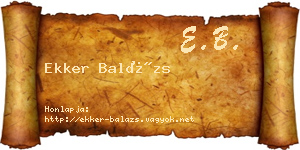 Ekker Balázs névjegykártya